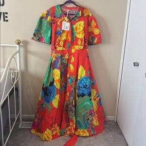 NWT Christopher John Rogers X Target Floral Puff Sleeve Maxi Vacation Dress